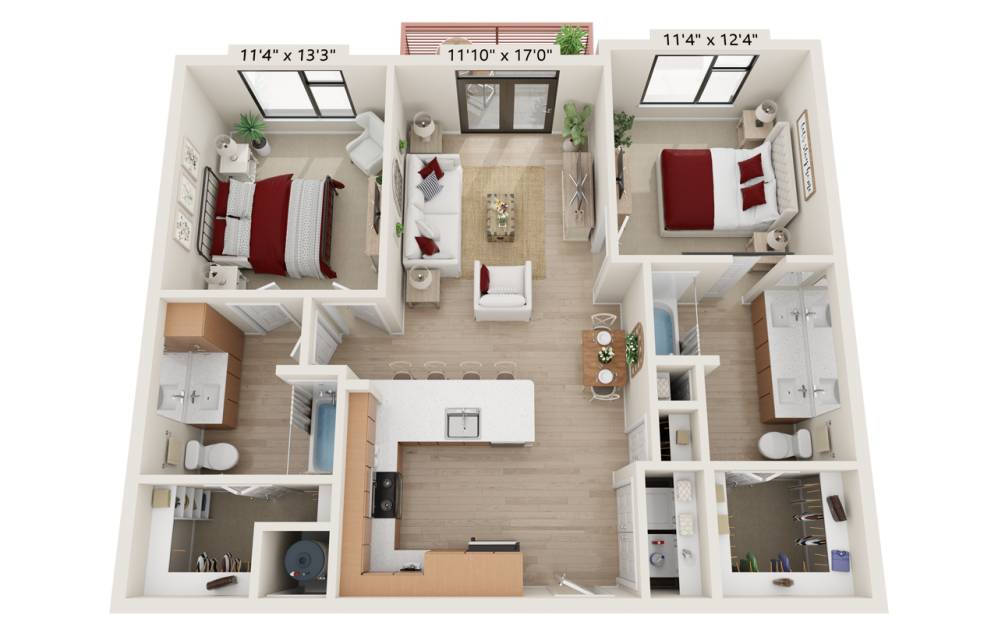 B1B - 2 bedroom floorplan layout with 2 bathrooms and 1082 square feet B1B - 2 bedroom floorplan layout with 2 bathrooms and 1082 square feet