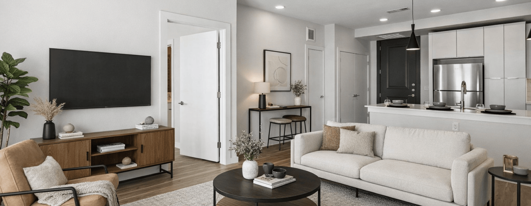 Open space living area with natural lighting